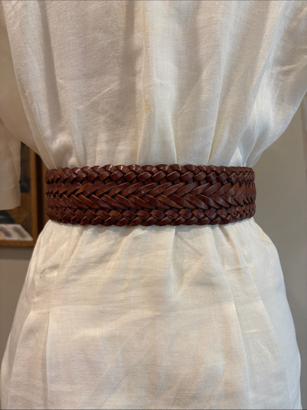 Vintage Ralph Lauren Braided Leather Wood Peg Waist Belt XXS/XS *As-Is* - Picture 4 of 12